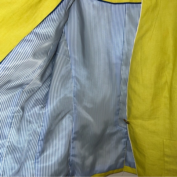 Talbots Aberdeen Linen Chartreuse Classy MatureCoastal Grandma Blazer Size 10 - Picture 9 of 13